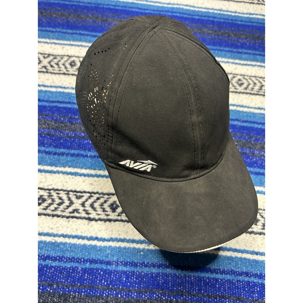 Avia Hat Adult Womens Black Strap Back Cap Adjustable Hook Loop Running